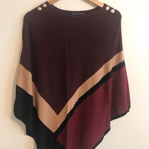 White House Black Market Colorblock Poncho